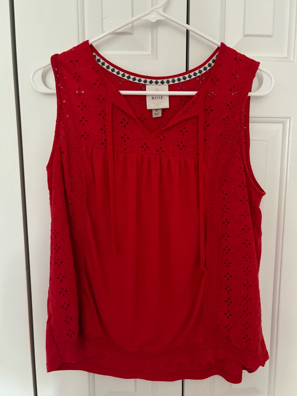 Knox Rose red eyelet tank top